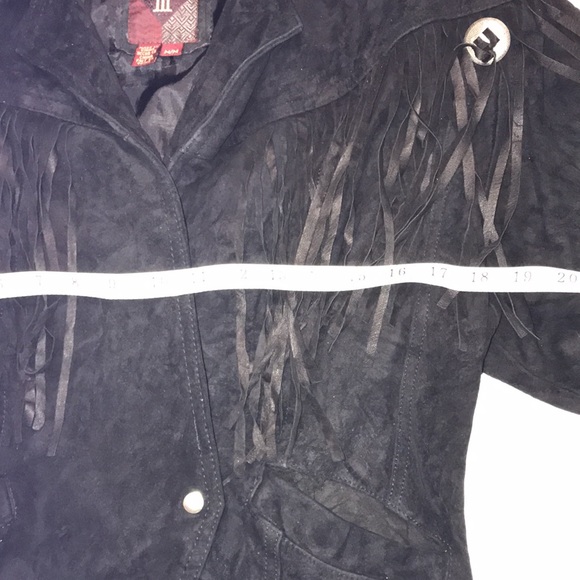 GIII Leather Fringed Jacket Black Size Medium Western Show Jacket - Picture 5 of 11